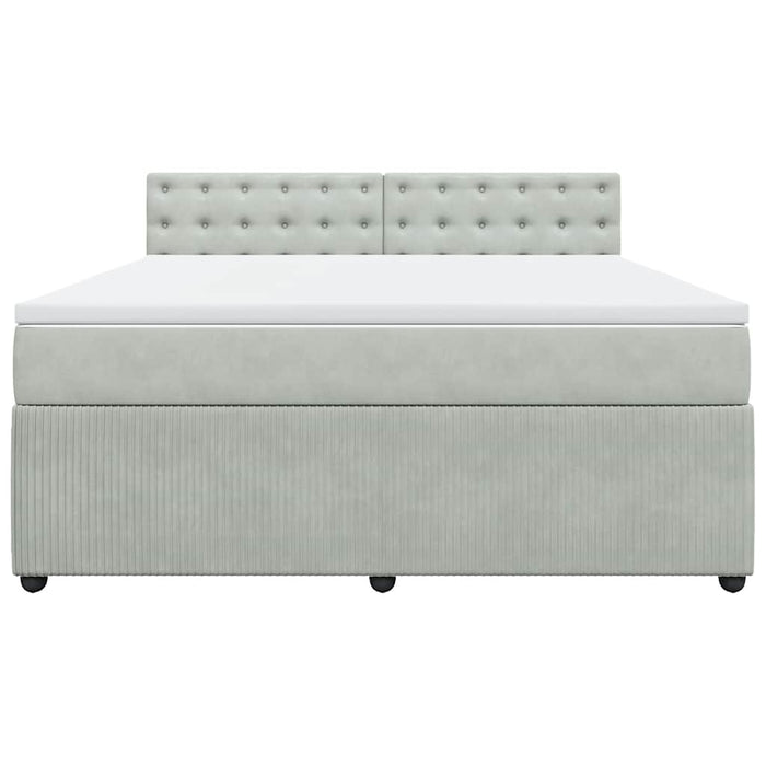 Pat box spring cu saltea, gri deschis, 180x200 cm, catifea - WALTI WALTI