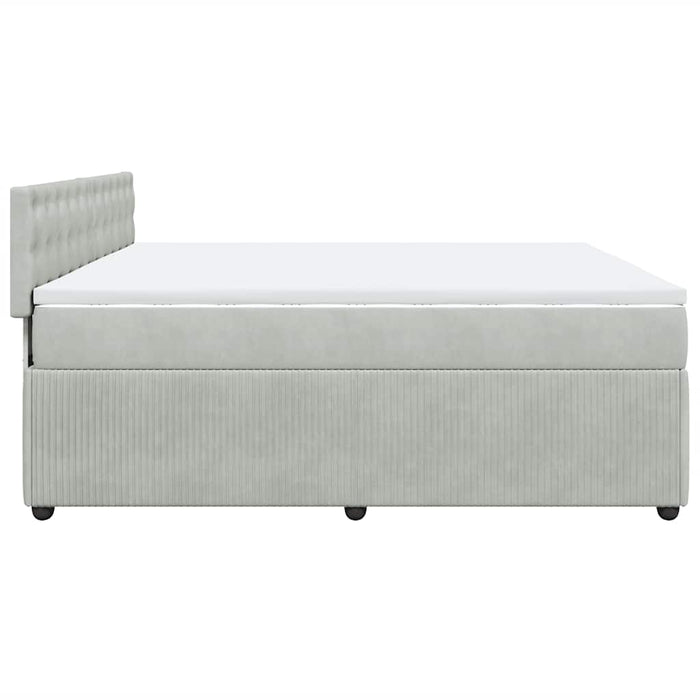 Pat box spring cu saltea, gri deschis, 180x200 cm, catifea - WALTI WALTI