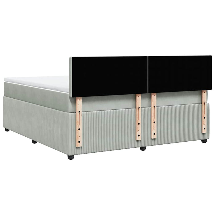 Pat box spring cu saltea, gri deschis, 180x200 cm, catifea - WALTI WALTI