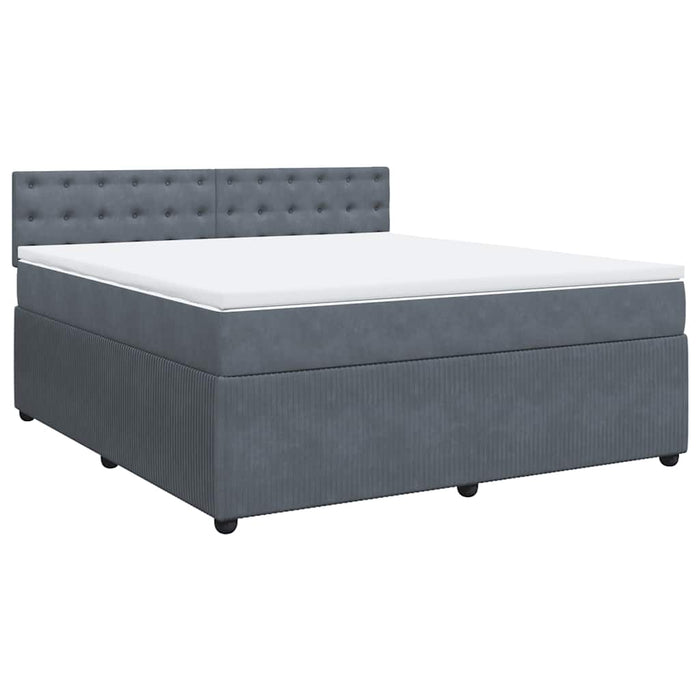 Pat box spring cu saltea, gri închis, 180x200 cm, catifea - WALTI WALTI