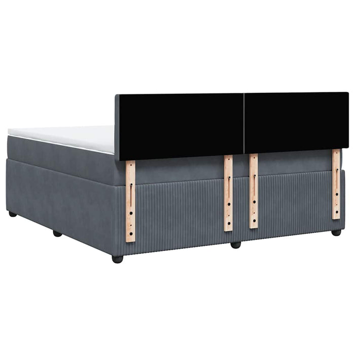 Pat box spring cu saltea, gri închis, 180x200 cm, catifea - WALTI WALTI