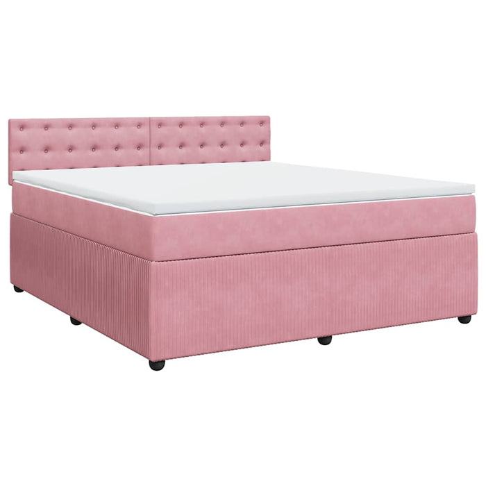Pat box spring cu saltea, roz, 180x200 cm, catifea - WALTI WALTI