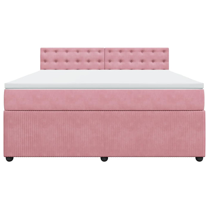 Pat box spring cu saltea, roz, 180x200 cm, catifea - WALTI WALTI