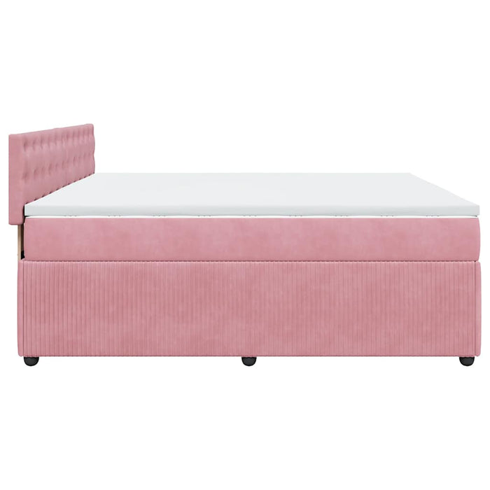 Pat box spring cu saltea, roz, 180x200 cm, catifea - WALTI WALTI