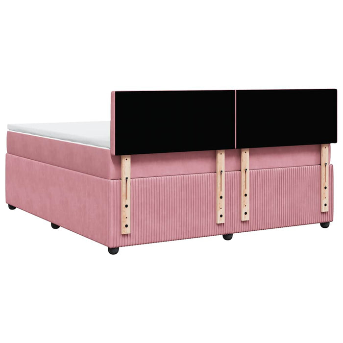 Pat box spring cu saltea, roz, 180x200 cm, catifea - WALTI WALTI