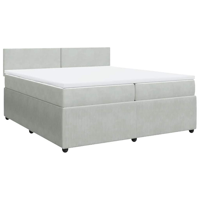 Pat box spring cu saltea, gri deschis, 200x200 cm, catifea - WALTI WALTI