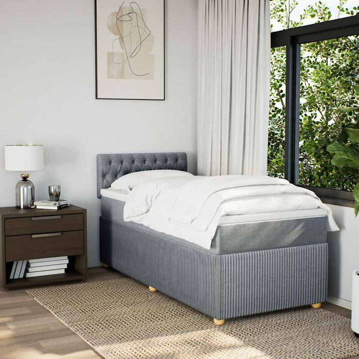 Pat box spring cu saltea, gri deschis, 200x200 cm, catifea - WALTI WALTI
