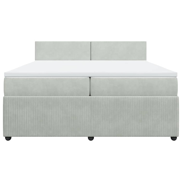 Pat box spring cu saltea, gri deschis, 200x200 cm, catifea - WALTI WALTI