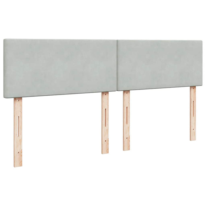 Pat box spring cu saltea, gri deschis, 200x200 cm, catifea - WALTI WALTI