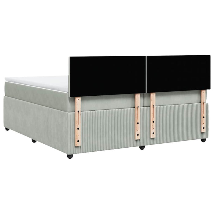 Pat box spring cu saltea, gri deschis, 200x200 cm, catifea - WALTI WALTI