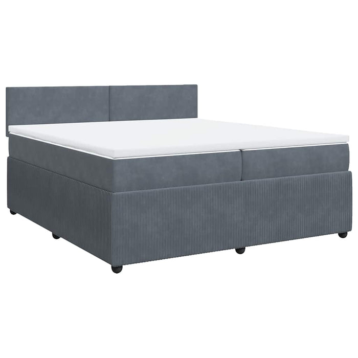 Pat box spring cu saltea, gri închis, 200x200 cm, catifea - WALTI WALTI
