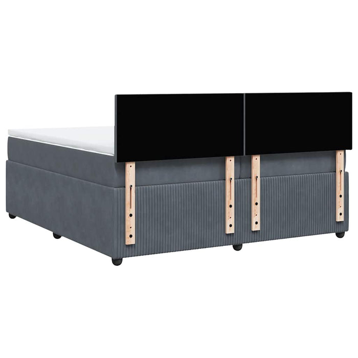 Pat box spring cu saltea, gri închis, 200x200 cm, catifea - WALTI WALTI