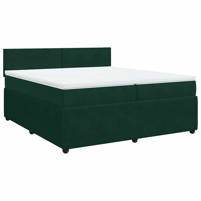 Pat box spring cu saltea, verde închis, 200x200 cm, catifea WALTI