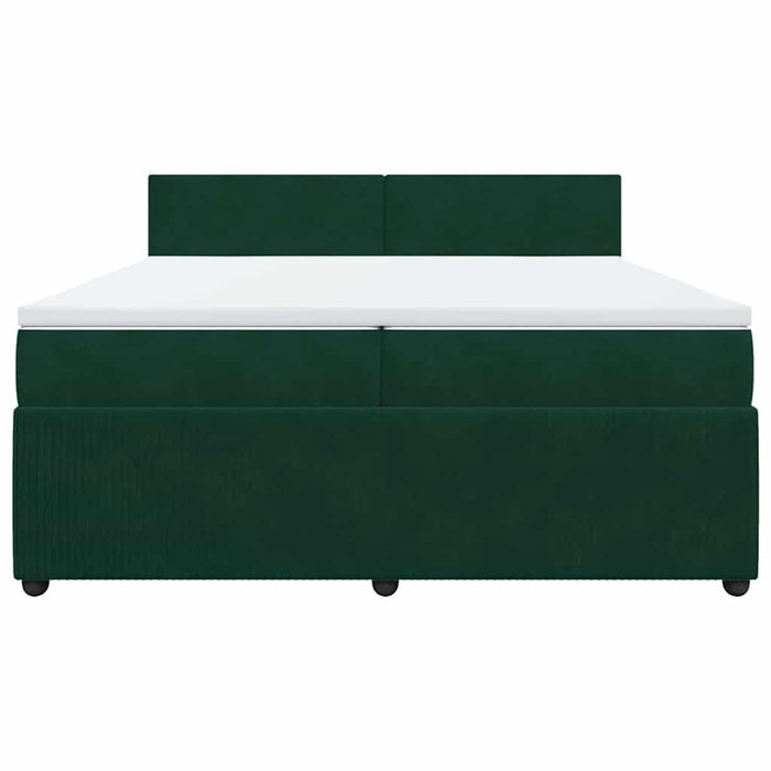 Pat box spring cu saltea, verde închis, 200x200 cm, catifea WALTI