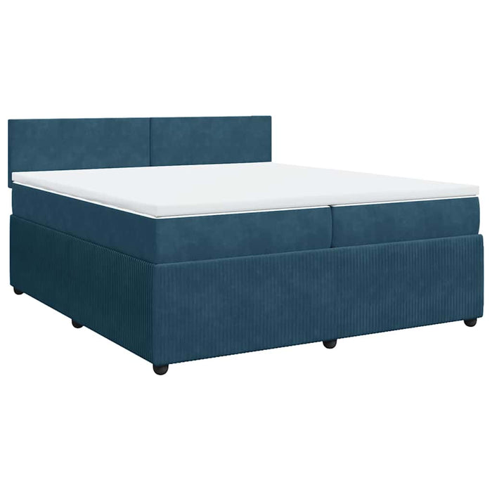 Pat box spring cu saltea, albastru, 200x200 cm, catifea - WALTI WALTI