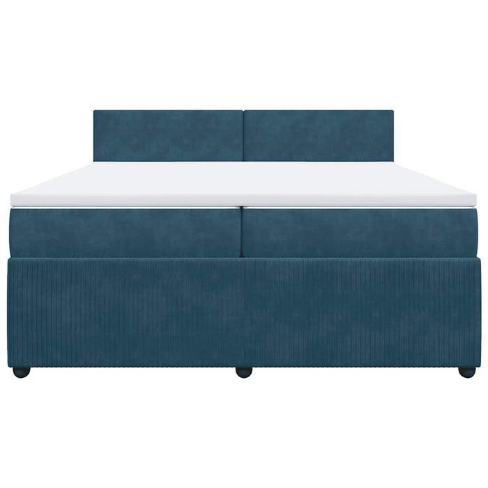 Pat box spring cu saltea, albastru, 200x200 cm, catifea - WALTI WALTI