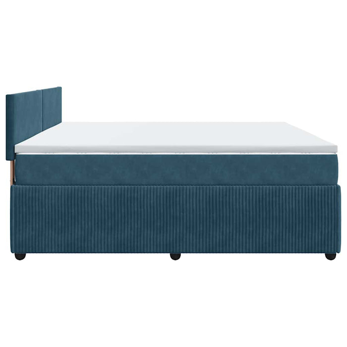 Pat box spring cu saltea, albastru, 200x200 cm, catifea - WALTI WALTI