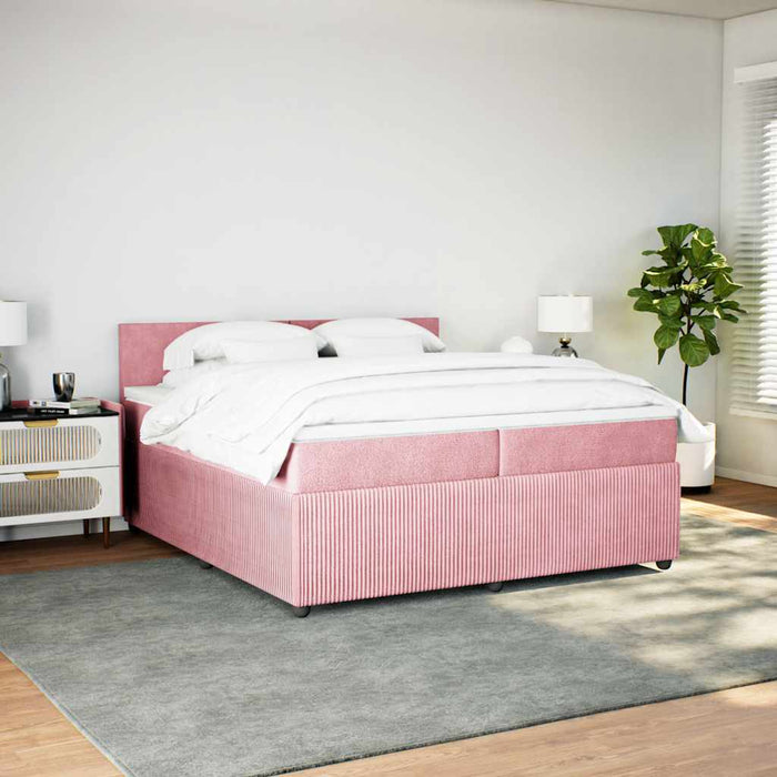 Pat box spring cu saltea, roz, 200x200 cm, catifea - WALTI WALTI