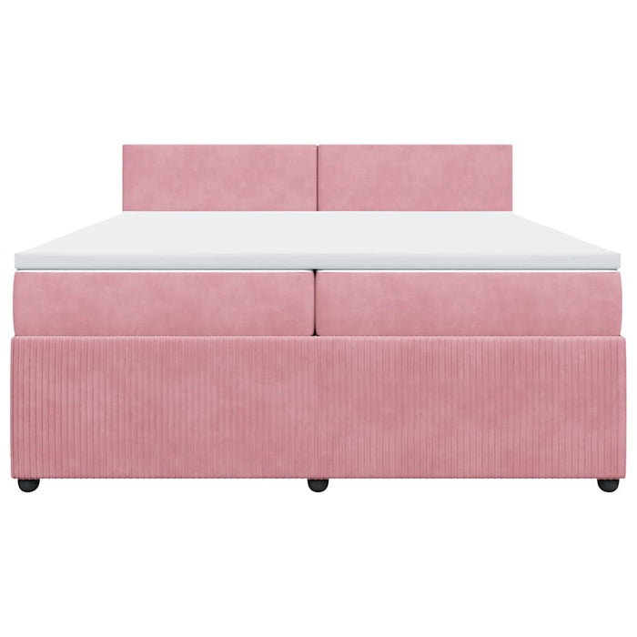 Pat box spring cu saltea, roz, 200x200 cm, catifea - WALTI WALTI