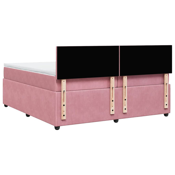 Pat box spring cu saltea, roz, 200x200 cm, catifea - WALTI WALTI
