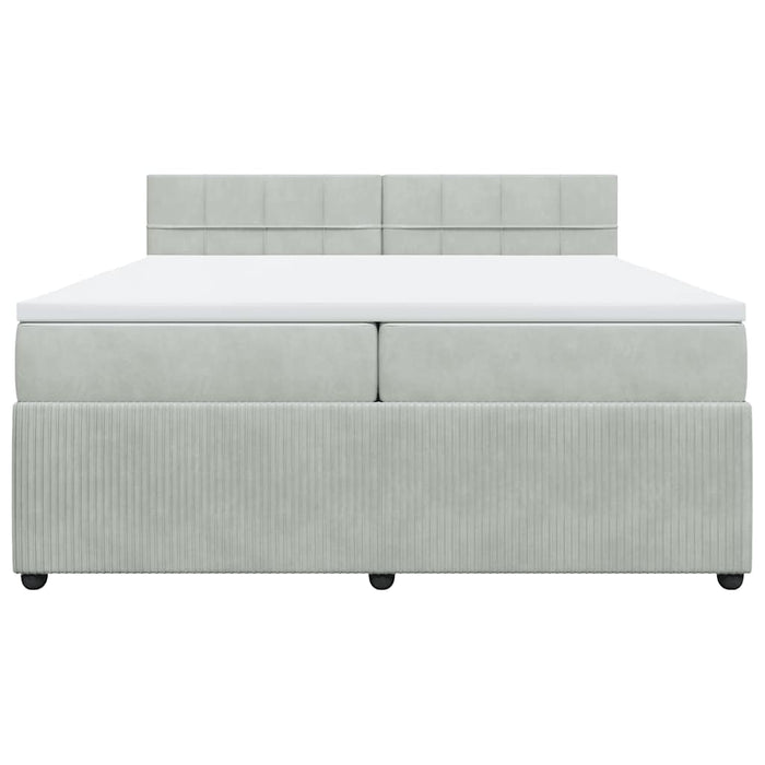 Pat box spring cu saltea, gri deschis, 200x200 cm, catifea - WALTI WALTI