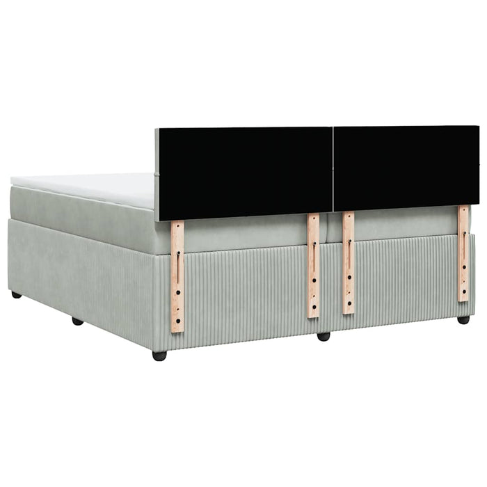 Pat box spring cu saltea, gri deschis, 200x200 cm, catifea - WALTI WALTI