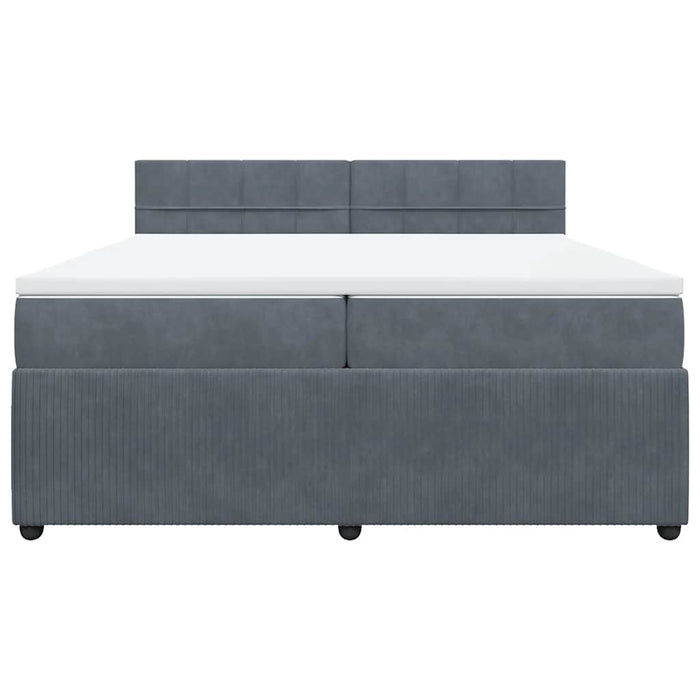 Pat box spring cu saltea, gri închis, 200x200 cm, catifea - WALTI WALTI