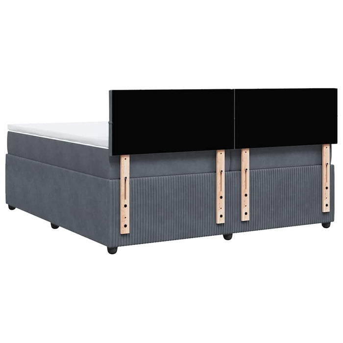Pat box spring cu saltea, gri închis, 200x200 cm, catifea - WALTI WALTI