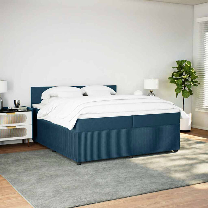 Pat box spring cu saltea, albastru, 200x200 cm, catifea - WALTI WALTI