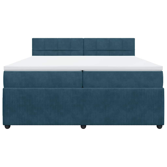 Pat box spring cu saltea, albastru, 200x200 cm, catifea - WALTI WALTI