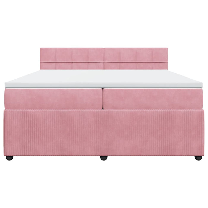 Pat box spring cu saltea, roz, 200x200 cm, catifea - WALTI WALTI