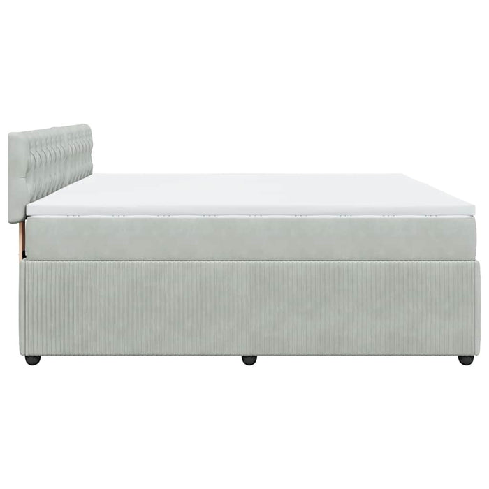 Pat box spring cu saltea, gri deschis, 200x200 cm, catifea - WALTI WALTI