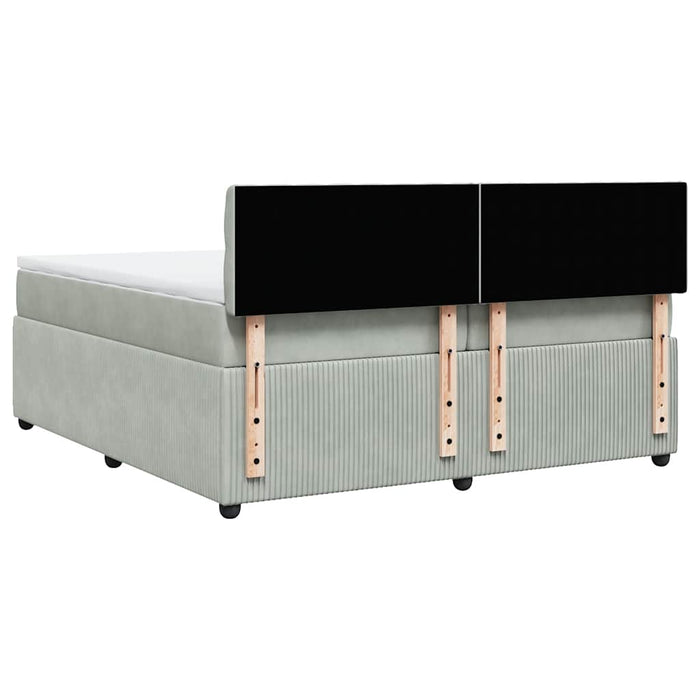 Pat box spring cu saltea, gri deschis, 200x200 cm, catifea - WALTI WALTI