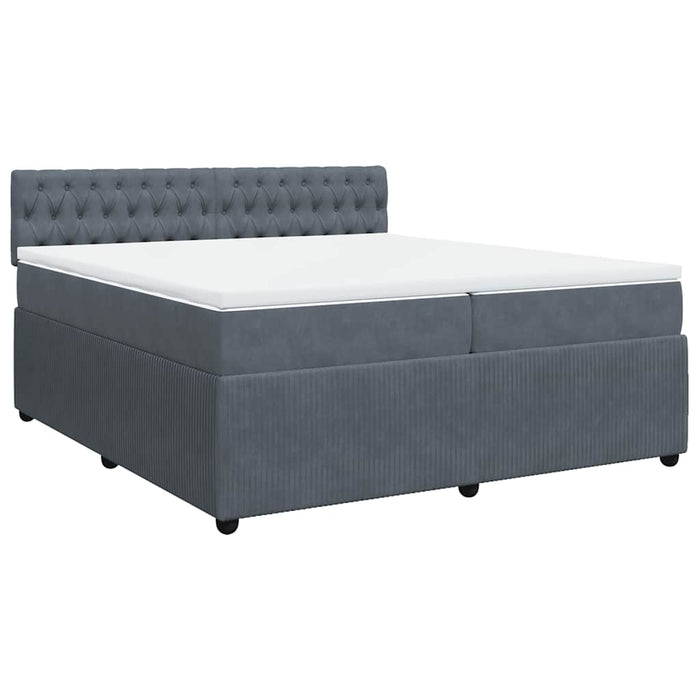 Pat box spring cu saltea, gri închis, 200x200 cm, catifea - WALTI WALTI