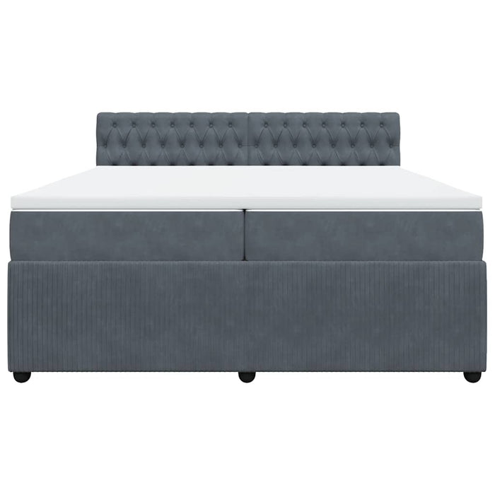 Pat box spring cu saltea, gri închis, 200x200 cm, catifea - WALTI WALTI