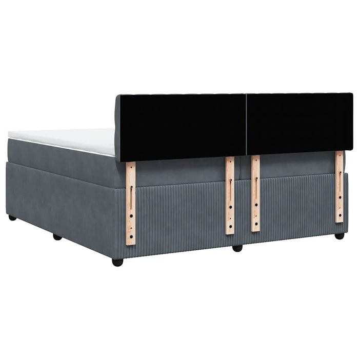 Pat box spring cu saltea, gri închis, 200x200 cm, catifea - WALTI WALTI