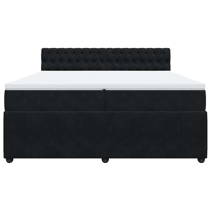 Pat box spring cu saltea, negru, 200x200 cm, catifea - WALTI WALTI