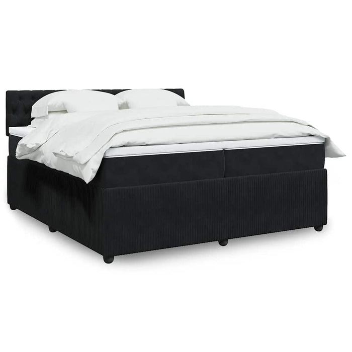 Pat box spring cu saltea, negru, 200x200 cm, catifea - WALTI WALTI
