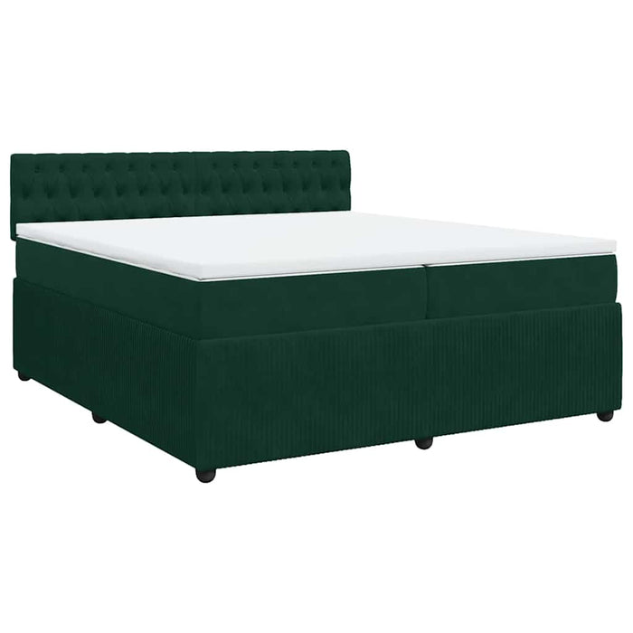 Pat box spring cu saltea, verde închis, 200x200 cm, catifea - WALTI WALTI