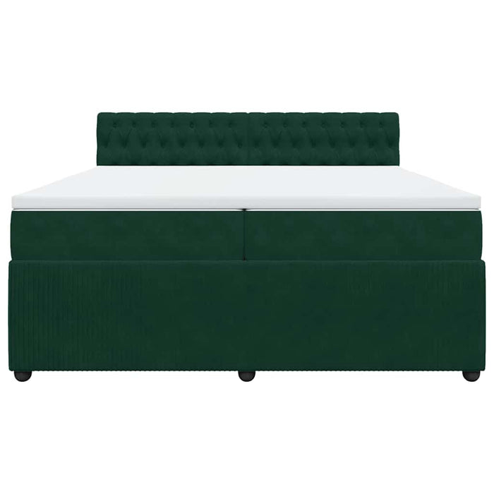 Pat box spring cu saltea, verde închis, 200x200 cm, catifea - WALTI WALTI
