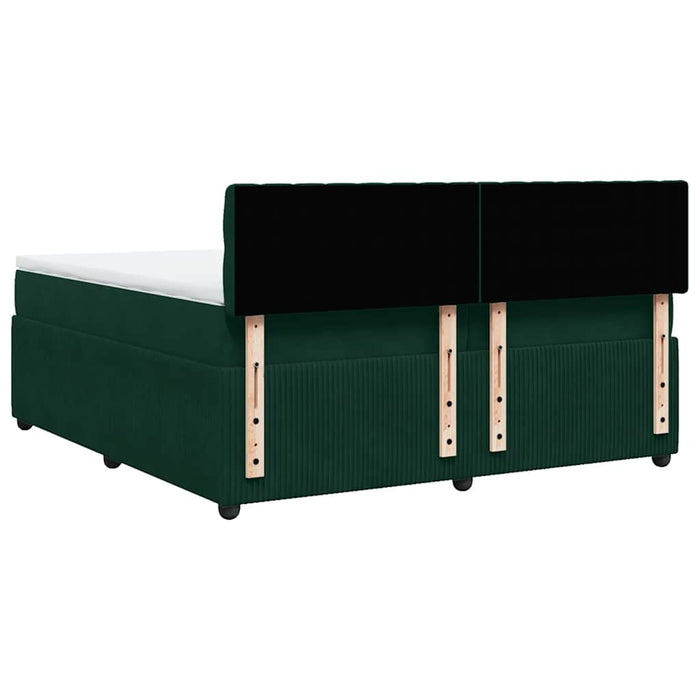 Pat box spring cu saltea, verde închis, 200x200 cm, catifea - WALTI WALTI