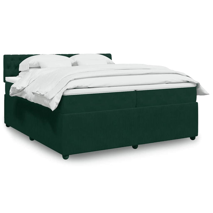 Pat box spring cu saltea, verde închis, 200x200 cm, catifea - WALTI WALTI