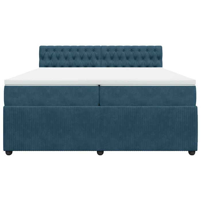 Pat box spring cu saltea, albastru, 200x200 cm, catifea - WALTI WALTI