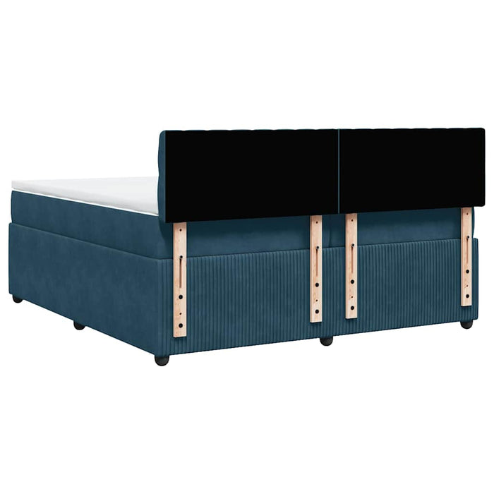 Pat box spring cu saltea, albastru, 200x200 cm, catifea - WALTI WALTI