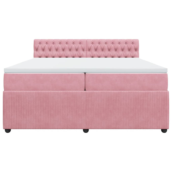 Pat box spring cu saltea, roz, 200x200 cm, catifea - WALTI WALTI