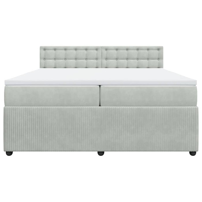 Pat box spring cu saltea, gri deschis, 200x200 cm, catifea - WALTI WALTI