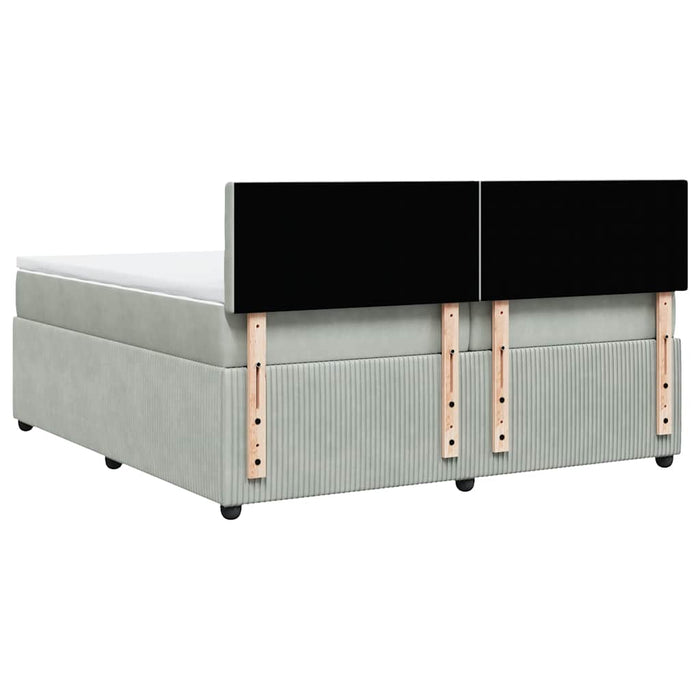 Pat box spring cu saltea, gri deschis, 200x200 cm, catifea - WALTI WALTI