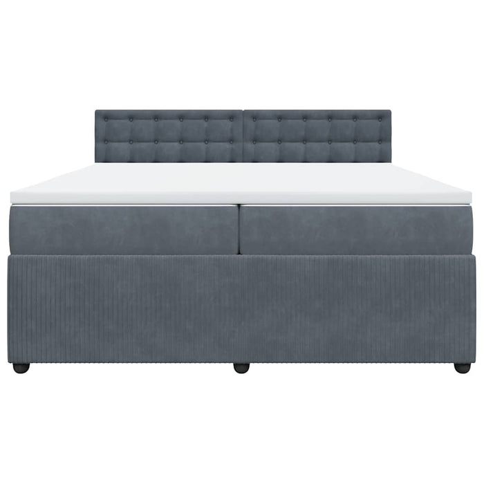 Pat box spring cu saltea, gri închis, 200x200 cm, catifea - WALTI WALTI