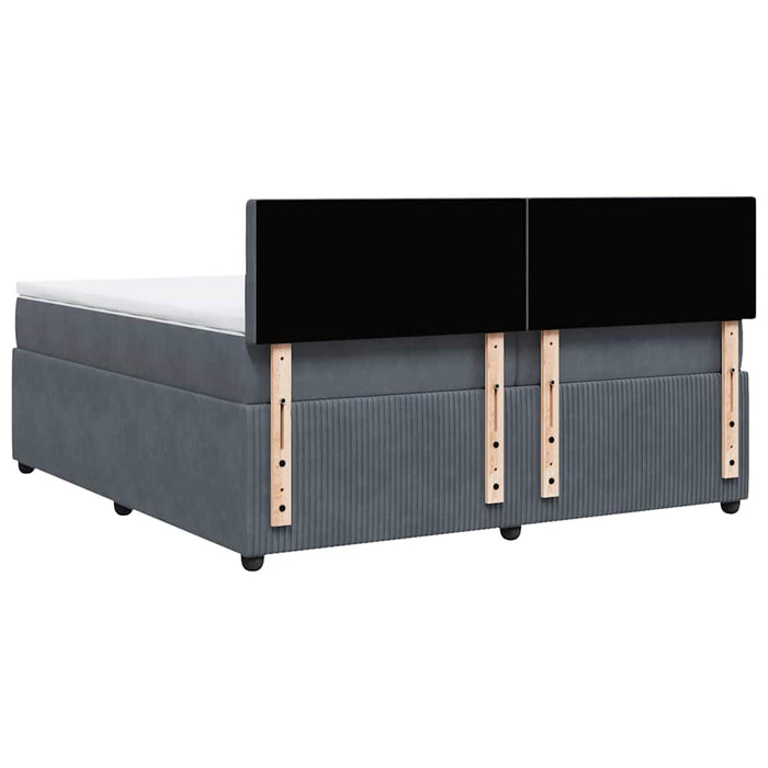 Pat box spring cu saltea, gri închis, 200x200 cm, catifea - WALTI WALTI