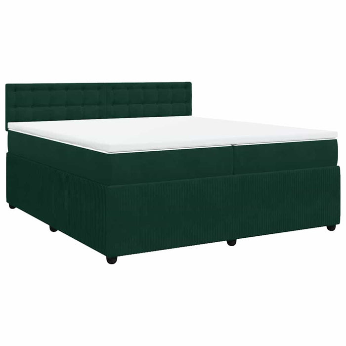 Pat box spring cu saltea, verde închis, 200x200 cm, catifea - WALTI WALTI